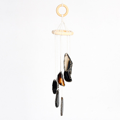Nuggets Natural Agate Wind Chime, for Outdoor Home Garden Decor Geode Hanging Decorations