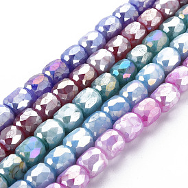 Opaque Baking Painted Glass Beads Strands, Imitation Stones, Faceted, AB Color Plated, Column