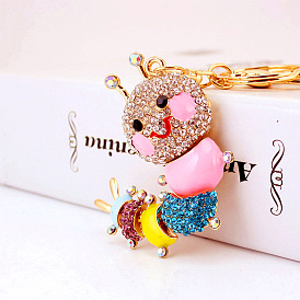Colorful Caterpillar Keychain with Rhinestones for Women's Bags and Accessories