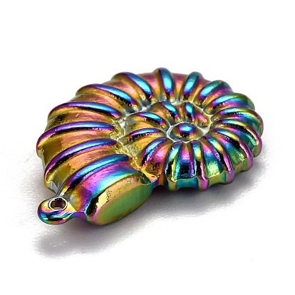 Ion Plating(IP) 304 Stainless Steel Pendants, Conch Shape, Rainbow