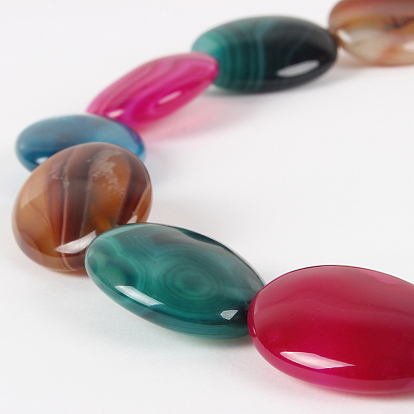 Agate naturelle ovale glacé rangées de perles, teint, 25x18x8mm, Trou: 1mm, Environ 16 pcs/chapelet, 15.75 pouce