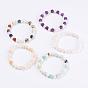 Natural Gemstone Stretch Bracelets, with Pearl Beads