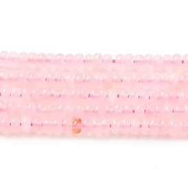 Natural Rose Quartz Beads Strands, Rondelle, Grade AA