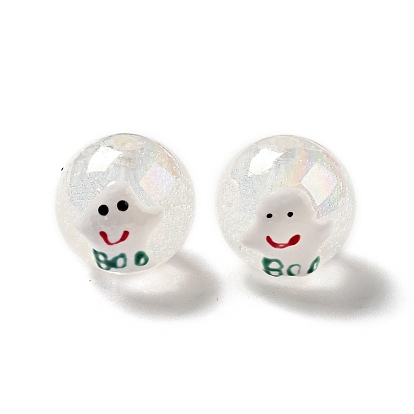Perles rondes acryliques craquelées transparentes de couleur ab, perles de fantôme d'halloween, avec l'émail