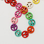 Synthetical Turquoise Beads Strands, Dyed, Peace Sign, Hole: 1.5mm