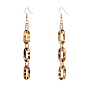 Acrylic & Aluminum Cable Chains Dangle Earrings, with  Brass Earring Hooks, Oval, Light Gold
