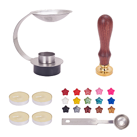 Stainless Steel Aromatherapy Stove, Wax Seal Stamp and Wood Handle Sets, Wax Seal Spoon and Candle