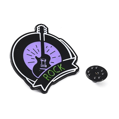Gesture/Guitar/Microphone Creative Rock Music Theme Enamel Pins, Black Alloy Badge for Clothes Backpack