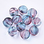 Perles ondulées acryliques peintes à la bombe transparentes bicolores, pour la fabrication de bracelets et de bijoux, ronde