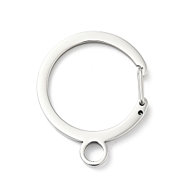 304 Stainless Steel Gate Snap Key Clasps, Round Ring