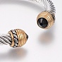 304 Stainless Steel Cuff Bangles Torque Bangles, with Glass Rhinestone