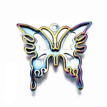 Rainbow Color Alloy Pendants, Cadmium Free & Lead Free, Butterfly
