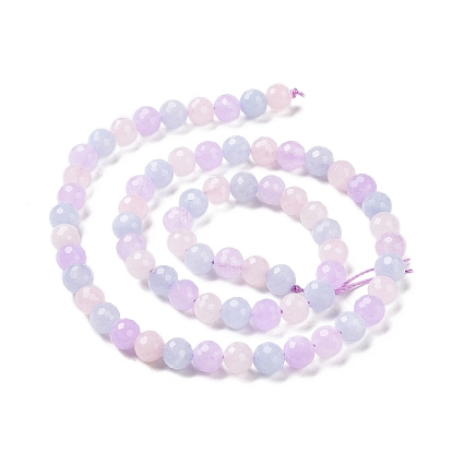 Brins de perles aigue-marine naturelles et quartz rose et améthyste, facette, ronde