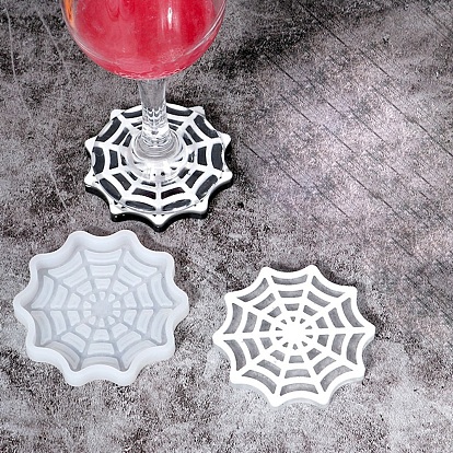 Bricolage halloween toile d'araignée tasse tapis moules en silicone, moules de résine, pour la fabrication artisanale de résine uv et de résine époxy