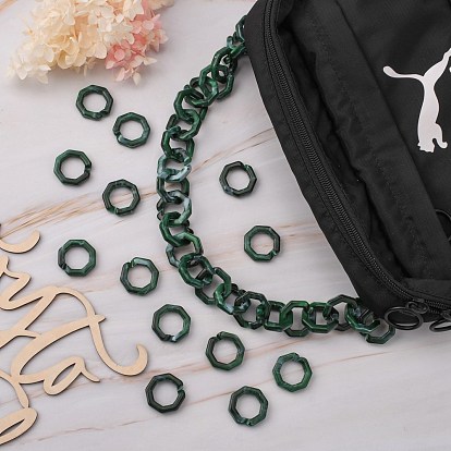 Anneaux liant acrylique, connecteurs à liaison rapide, pour la fabrication de chaînes de bijoux, style de pierres fines imitation, octogone