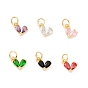 Rack Plating Brass Cubic Zirconia Charms, with Jump Ring, Cadmium Free & Lead Free, Real 18K Gold Plated, Heart