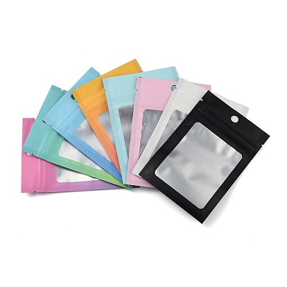 Plastic Zip Lock Bag, Gradient Color Storage Bags, Self Seal Bag, Top Seal, with Window and Hang Hole, Rectangle