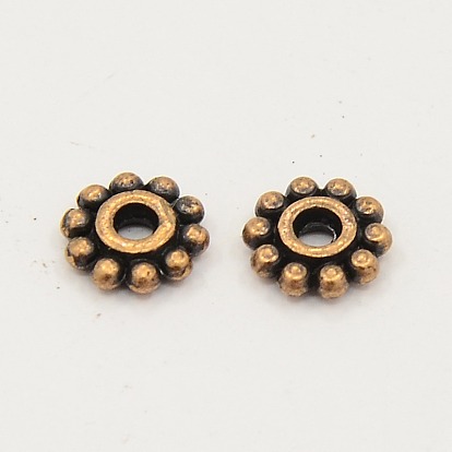 Mixed Tibetan Style Snowflake Flower Spacer Beads, 6.5mm, Hole: 2mm, about 900pcs/200g