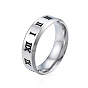 201 Stainless Steel Roman Numerals Finger Ring for Women