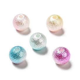 Opaque Acrylic Beads, AB Color Plated, Textured Round