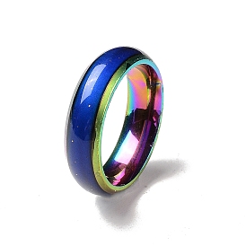 Mood Ring, Temperature Change Color Emotion Feeling 201 Stainless Steel Plain Band Ring for Women