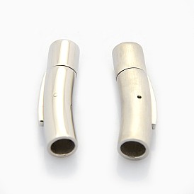 Styles mélangés vitreux ou colonne mat 304 acier inoxydable fermoirs de collier à baïonnette, 28x7mm, Trou: 5mm