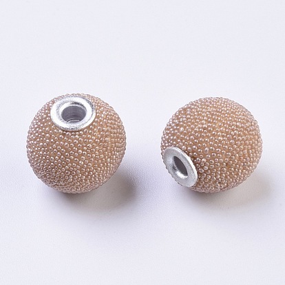 Perles Indonésiennes manuelles, avec les accessoires en métal, ronde, argenterie