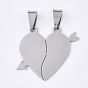 201 Stainless Steel Split Pendants, for Lovers, A Arrow Through Heart