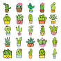 50 Autocollants de cactus auto-adhésifs en PVC, décalcomanies végétales imperméables pour valise, planche à roulettes, réfrigérateur, casque, coque de telephone portable