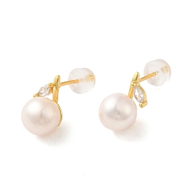 Boucles d'oreilles clous en argent sterling, avec perle naturelle, bijoux pour femmes, rectangle