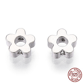 925 Sterling Silver Beads, Flower, Nickel Free, with S925 Stamp