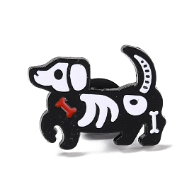 Hundeskelett-Emaille-Pin, Halloween-Tierlegierungsabzeichen für Rucksackkleidung, Elektrophorese schwarz