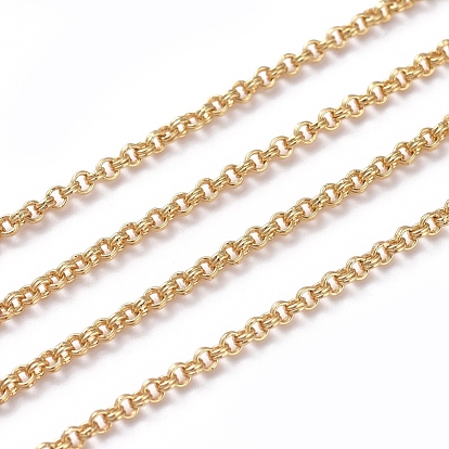 Cadenas de rolo de latón soldado, cadena belcher, larga duración plateado, real 18 k chapado en oro, con carrete