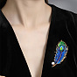 Эмалированные булавки с павлиньими перьями в этническом стиле, Брошь из светлого золотого сплава со стразами и искусственным жемчугом для женских свитеров и пальто