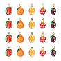 10 pcs 5 pendentifs en émail en laiton sur le thème des fruits de style, réel 18 k plaqué or, durian & orange & pastèque & pitaya & mûres