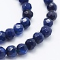 Natural Agate Beads Strands, Dyed & Heated, Round, Faceted