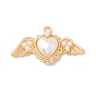 Crémaillère pendentifs en alliage placage, avec une perle d'imitation en plastique, aile avec le coeur
