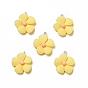 Opaque Resin Pendants, with Platinum Tone Iron Loops, 5-petal Flower Charm