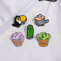Pájaro/pepino/planta suculenta con alfileres de esmalte de palabras divertidas, broches de aleación para ropa de mochila