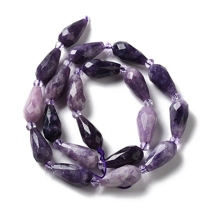 Натуральный лепидолит / пурпурный слюдяный камень бисер пряди, граненые, слеза