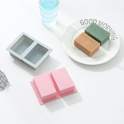 Moules en silicone de savon de bricolage, pour la fabrication de savons artisanaux, 2 cavités, rectangle
