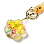 Flower Acrylic Pendant Keychain Decoration, Liquid Quicksand Floating Handbag Accessories, with Alloy Findings
