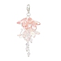 Acrylic & Glass Pendant Decoration, with Zinc Alloy Lobster Claw Clasps, Flower