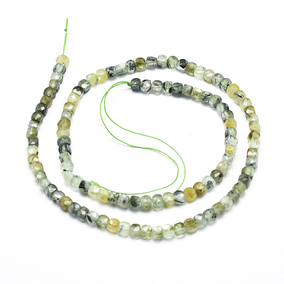Perlas naturales prehnita hebras, facetados, cubo