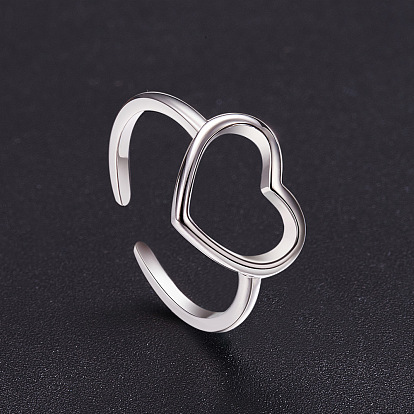 Кольца-манжеты shegrace simple design 925 из стерлингового серебра, открытые кольца, с полым сердце