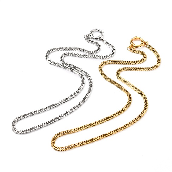 304 Stainless Steel Diamond Cut Chunky Curb Chains, Cuban Link Chains Necklaces, with Spring Ring Clasps