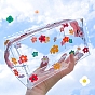 Bolsa de almacenamiento de maquillaje impermeable de pvc portátil con patrón de flores transparente, neceser de viaje multifuncional