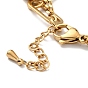 Bracelet multirangs charm cloche et boule ronde, placage sous vide 304 bracelet à chaînes double couche en acier inoxydable pour femme