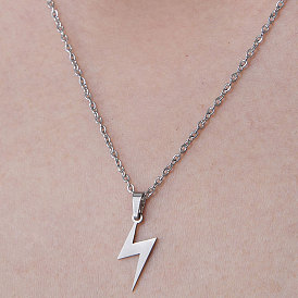 201 Stainless Steel Bolt Lighting Pendant Necklace