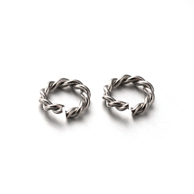 304 Stainless Steel Open Twisted Jump Rings, 8x1.5mm